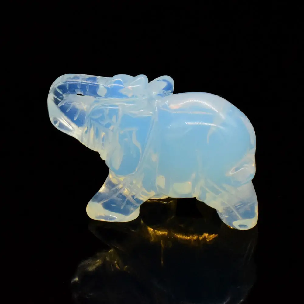 2 inch carved opal elephant animal lucky statue Feng Shui aura decoration | Дом и сад
