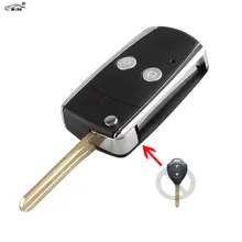 RIN Modified 2 Button Folding Remote Key Fob Case For Toyota Camry Corolla Yaris Hilux Shining Metal Frame Flip Key Cover Shell