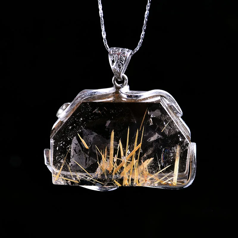 1 шт. натуральный Титан кристалл кулон кристалл минеральные ювелирные изделия мудро Мода благородная пара украшения подвески, ожерелья