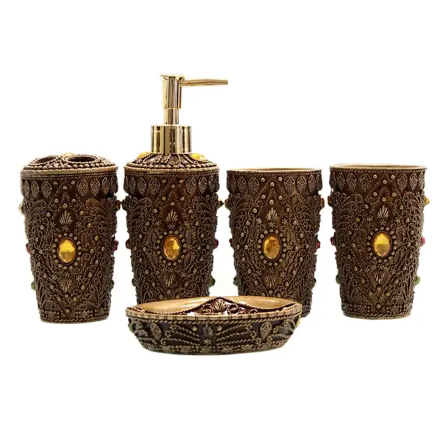 5Pcs Ultimate Morocco Bathroom Accessories Set Bath Resin Cup