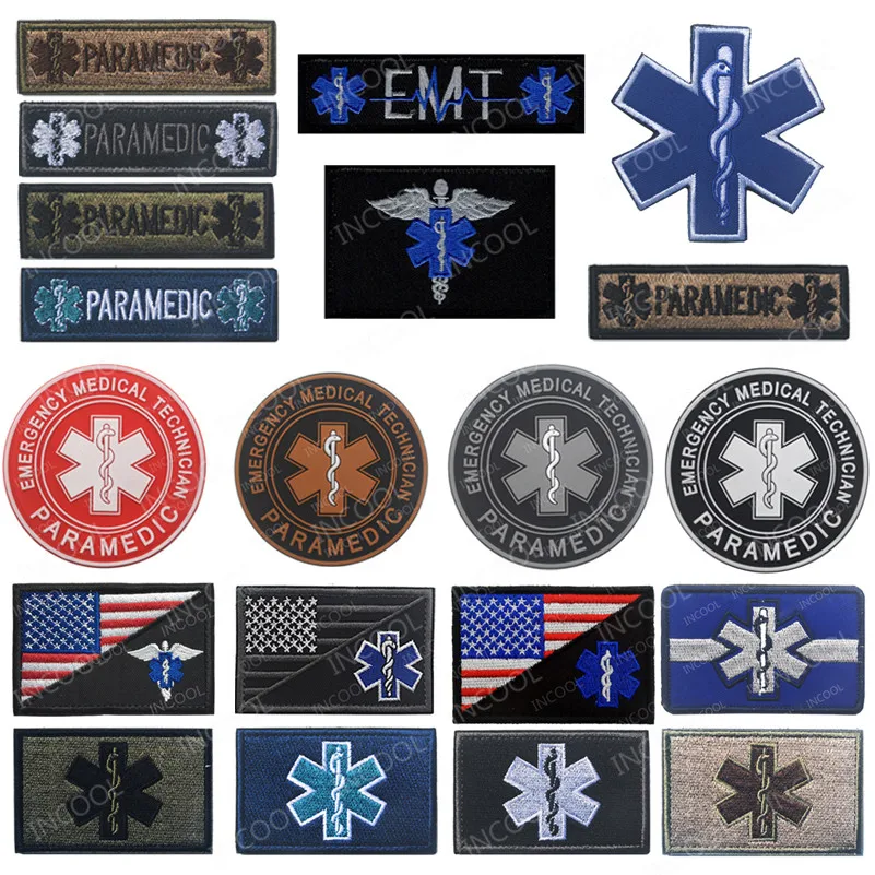 

Star of Life Embroidery Patch EMT USA Flag Paramedic Medical Medic Cross Aid Military Morale Patches Emblem Embroidered Badges