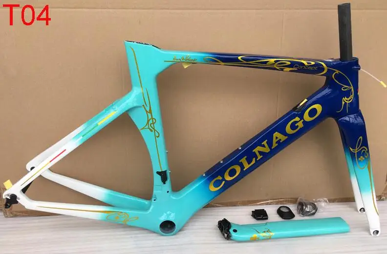 Черная синяя карбоновая рама Colnago T03 цветная карбоновая рама для шоссейного велосипеда BB386 6 размеров XXS/XS/S/M/L/XL - Цвет: T04