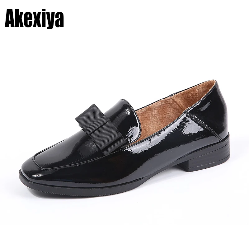 

new Fashion Bow Flat Shoes Vintage Square Toe Autumn Slip On Flats Casual Work Footwear Sapato Feminino black d729
