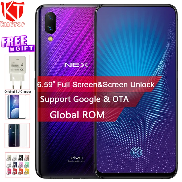 Best Price Original VIVO NEX S Mobile Phone 8GB 128GB Snapdragon 845 Octa Core 6.59" Fingerprint Screen Dual Rear Camera 4000mAh Play Store