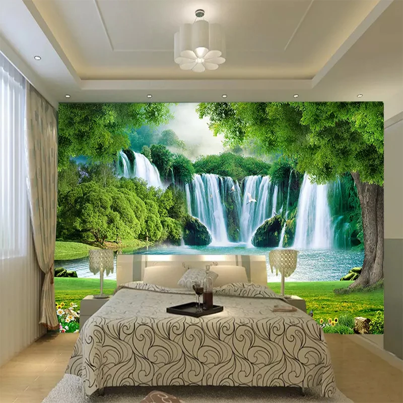 3D Wallpaper Modern Waterfall Landscape Grass Landscape Mural Living Room TV Sofa Background Wall Cloth Home Decoration Fresco 3d wallpaper mural wall covering wallpaper canvas painting wallpaper