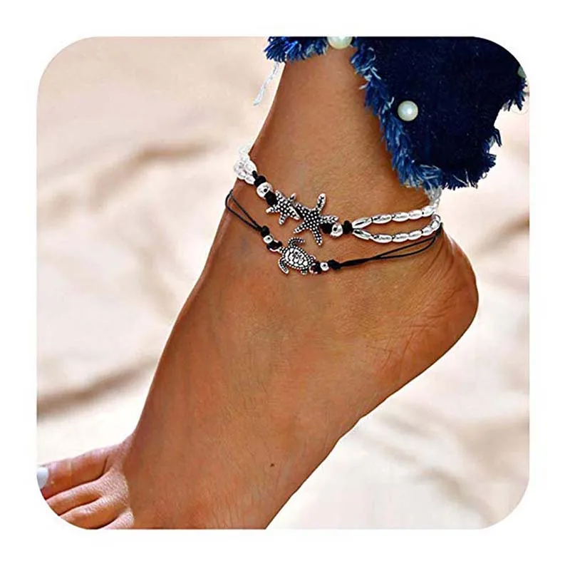 Vintage Arrows Beach Foot Anklet For Women Bohemian Female Anklets Summer Bracelet On the leg Jewelry Chain Beaded Fashion - Окраска металла: J