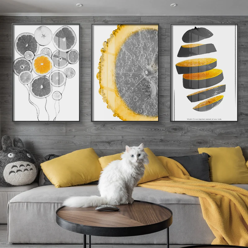 Nordic Lemon Black n Белый холст постер с принтом специальный дизайн современные