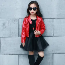 Spring Fashion Kids Leather Jacket Girls PU Jacket Children Leather Outwear For Personality Baby Girl Jackets And Coats 3~14 T girls clothes kids spring autumn pu leather jacket girls artificial leather jacket children casual leather jacket 4 14 y outwear