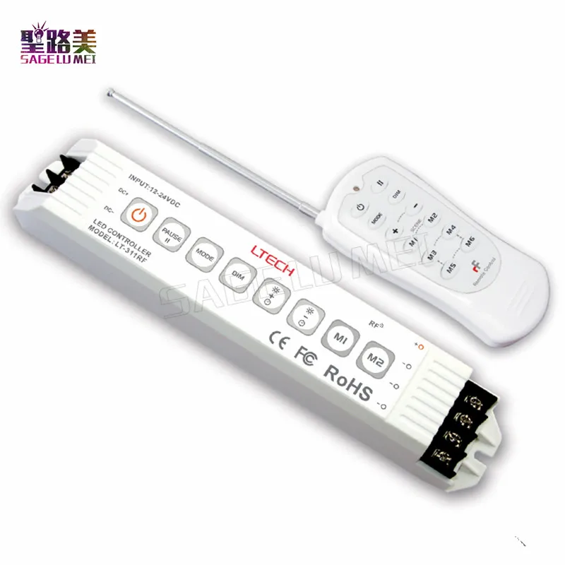 

LT-311RF LED Dimming Controller,DC12V-24V input;6A*3channel MAX 432W output for single color led strip Lamp light tape ribbon