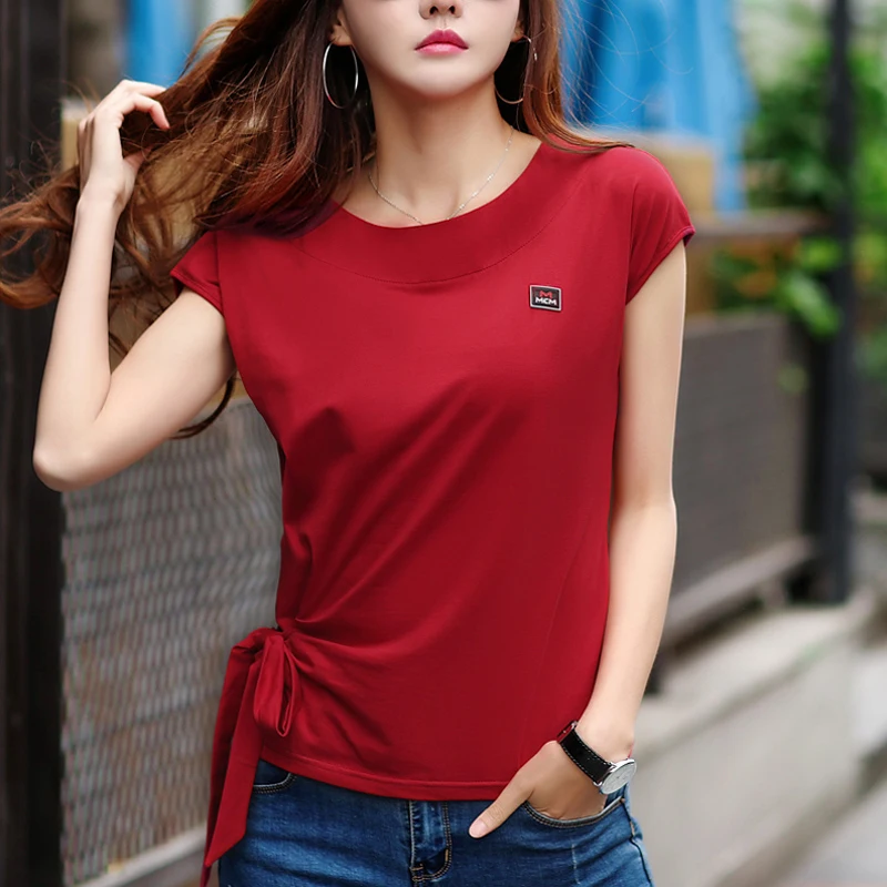 

fashion slim batwing sleeve t-shirt women bow panther print t shirt O-neck tops women white clothes cotton tee shirt femme
