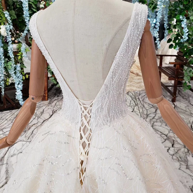 HTL344 Bohemian style wedding dress sleeveless A-line beach bridal dress (7)