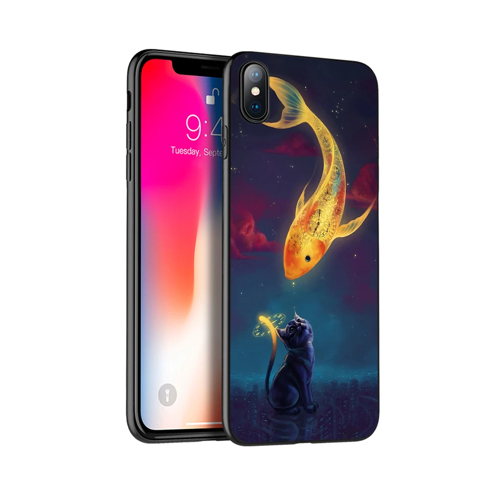 Черный чехол из ТПУ для iphone 5 5s SE 2020 6 6s 7 8 plus x 10 XR XS 11 pro MAX с милыми золотыми
