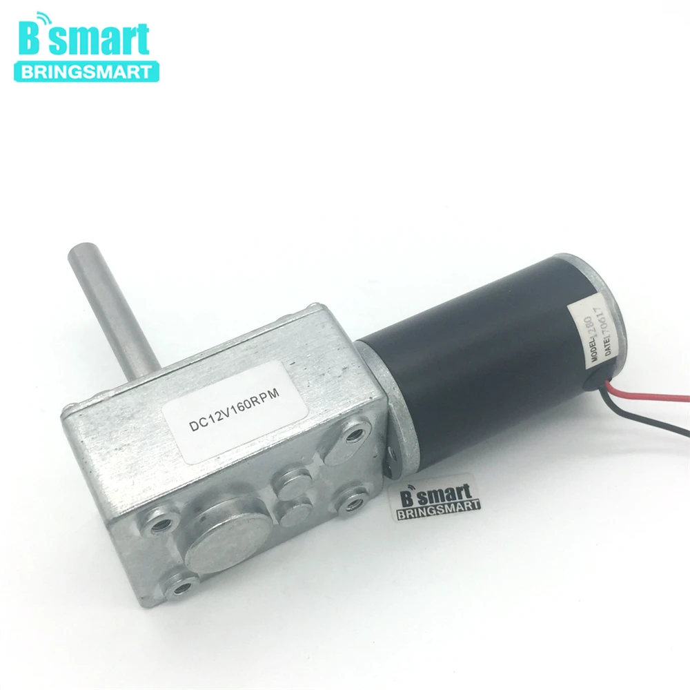 

Bringsmart 12V 24V PMDC Worm Geared Motors High Torque Reversed Reduction Mini Motor Self-Lock Extension Shaft 5840-31ZY