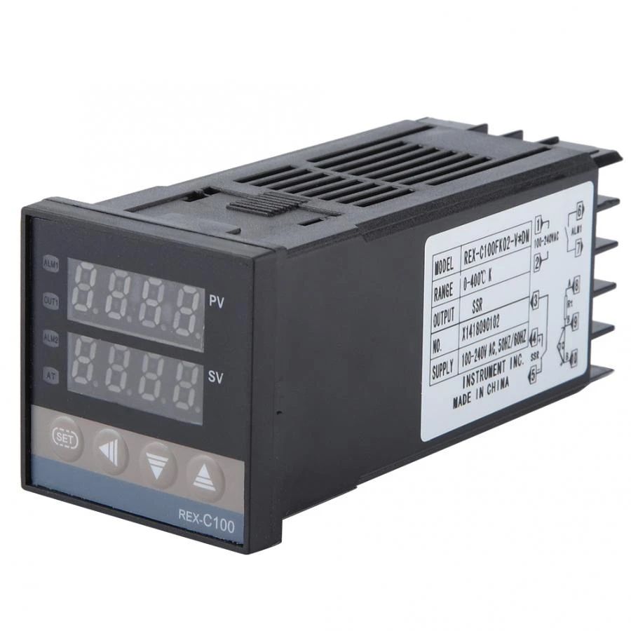 AC 110-240V PID Temperature Controller Kit with 40A SSR 1M M6 K Type Probe High Precision Temperature Regulator 0-400℃ 40A REX-C100 Temperature Controller AC 110-240V PID Temperature Controller Kit with 40A SSR 1M M6 K Type Probe High Precision Temperature Regulator 0-400℃ 40A REX-C100 Temperature Controller