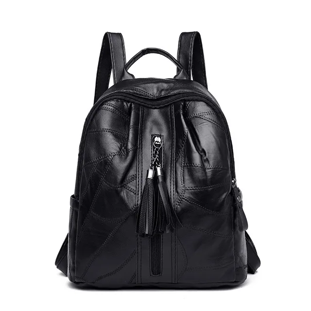 Новинка, женские рюкзаки для колледжа с кисточками, сумки для девочек-подростков, водонепроницаемые, для ноутбука, повседневные, корейские, черные, школьные сумки - Цвет: black