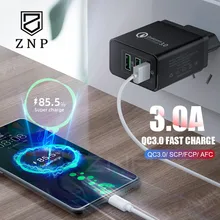 ZNP Быстрая зарядка 3,0 USB зарядное устройство 30 Вт QC3.0 QC турбо Быстрая зарядка мульти разъем зарядное устройство для мобильного телефона для iPhone X samsung S8 Xiaomi