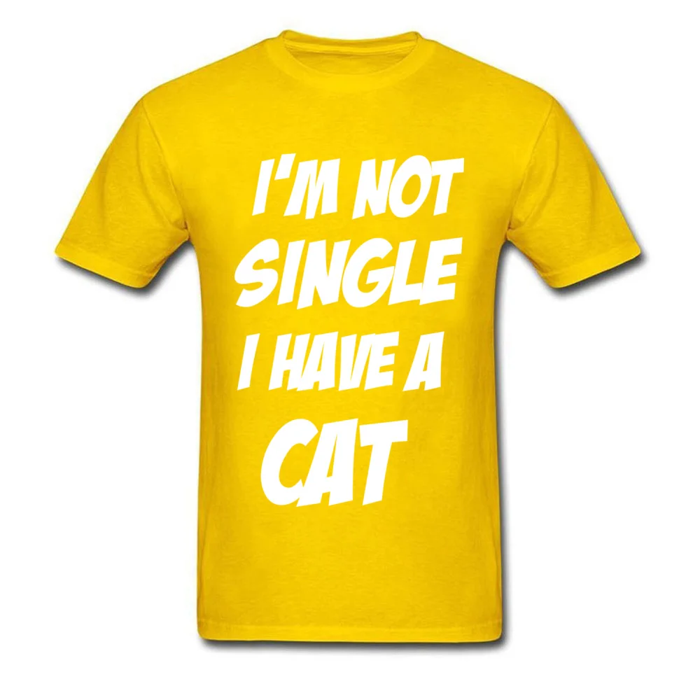 cosie Party T Shirt for Men All Cotton Summer Tops Shirts 3D Printed Sweatshirts Short Sleeve Family O Neck Wholesale IM NOT SINGLE I HAVE A CAT yellow