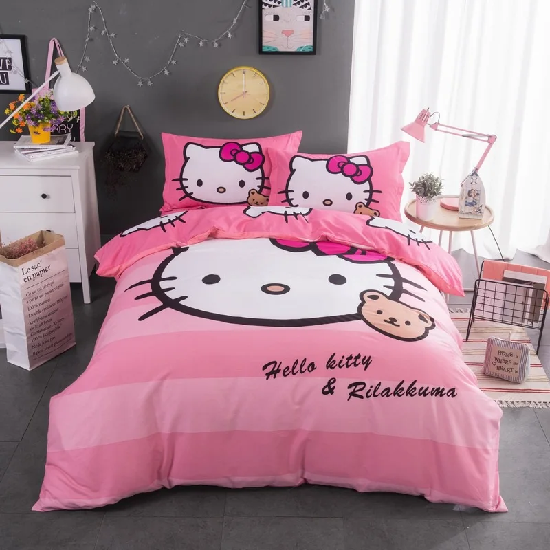 Hello kitty Милый хлопковый Детский Комплект постельного белья простыня фиолетового