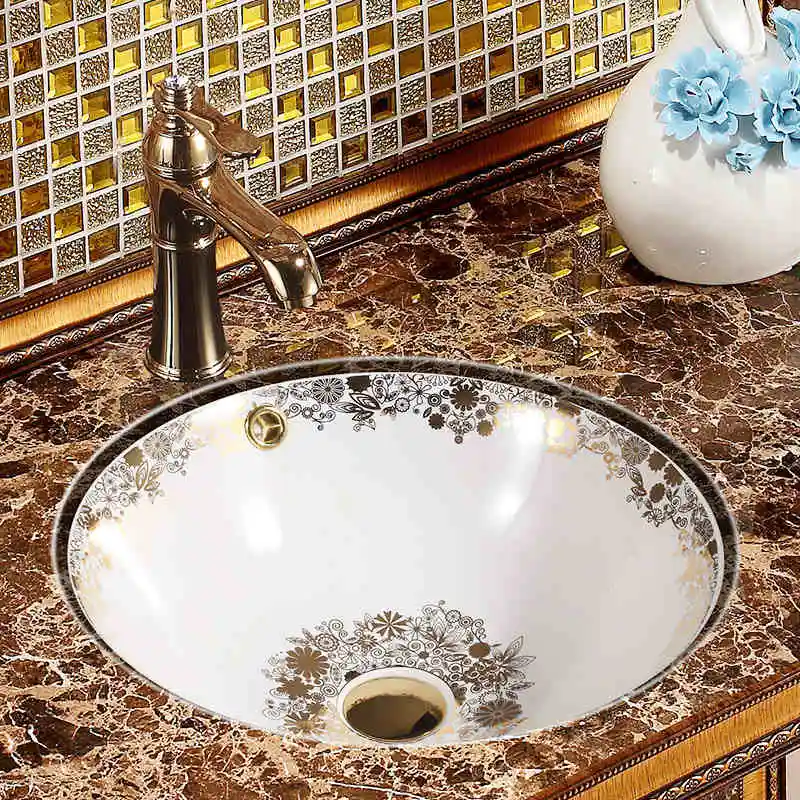 Handmade Artistic Rectangular undercounter Washbasin With Overflow Ceramic Bathroom Sink undercounter Sink round (2)