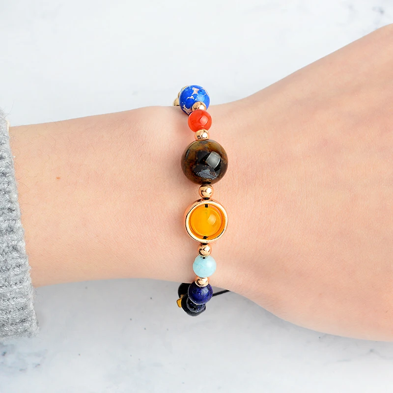 QIHE JEWELRY Beaded bracelet Solar system bracelet Galaxy Space jewelry Bracelet for men women unisex Planets gifts