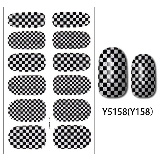 1 шт., женские наклейки на ногти для маникюра, гелевые наклейки с полным покрытием, наклейки на ногти, наклейки на ногти, черный блестящий серебряный узор, DN037, наклейки на ногти - Цвет: Y5158