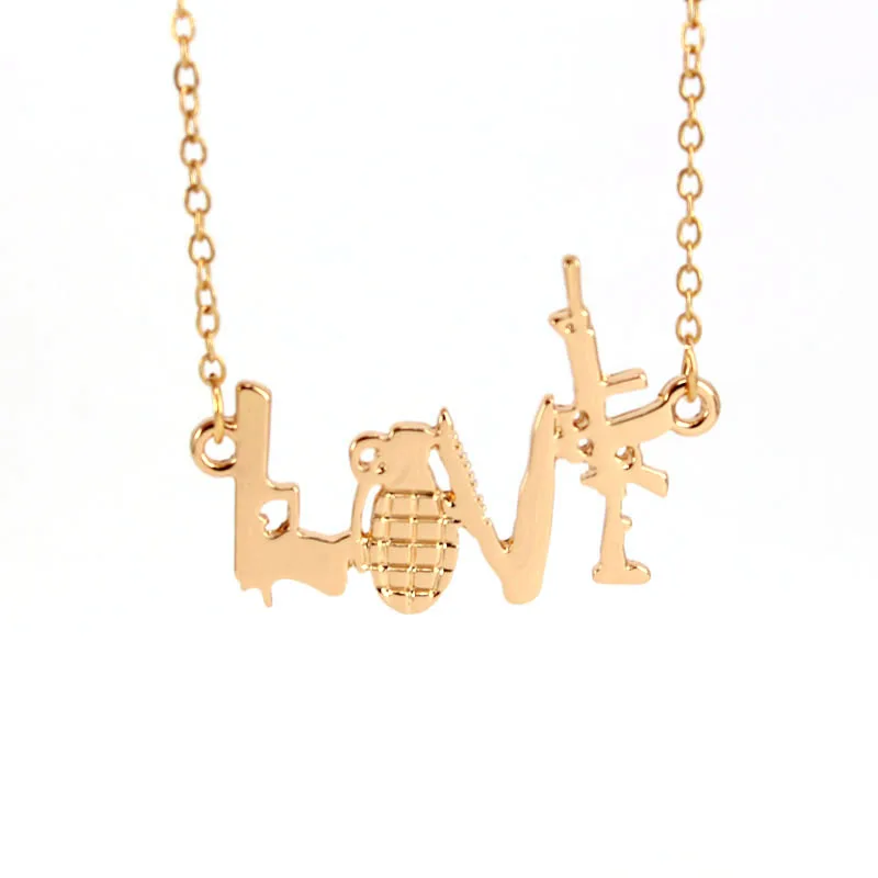 

hzew child gift necklace love shape pistol saber Submachine gun pendant necklace