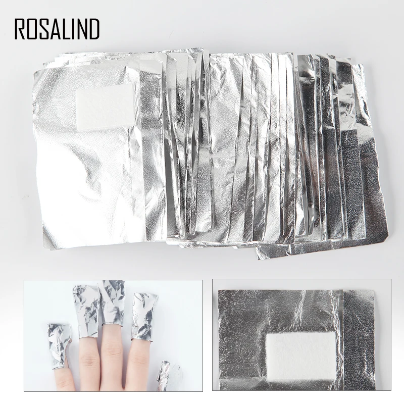 Розалинд 50 шт./лот Aluminium маникюрный ворса хлопчатобумажные салфетки для ногтей Soak Off Гель лак для ногтей удаления обертывание для снятия лака
