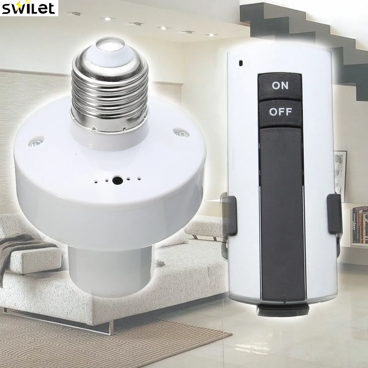 

E27 Screw Lighting Lamp Bulb Holder Socket Switch Wireless Remote Control Switch Cap Socket Switch Converter Splitter Adapter