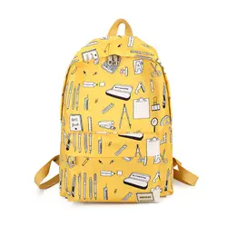 Мода канцелярские печати рюкзак Для женщин школьников Back Pack женский 14-15,6 дюймов ноутбука Симпатичные Книга сумка для подростка для девочек