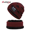 Best Buy 2019 New Winter Pentagram Knit Hat Scarf 2 Pieces Set Women Men Lined With Velvet Thick Hat Scarves Warm Soft Cap Bonnet Unisex 4000033090651
