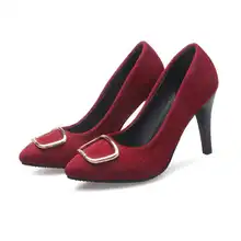 Fashion Shoes Woman High Heels Pumps Red High Heels 9CM Women Shoes High Heels Wedding Shoes Pumps Black Buckle Shoes 7823