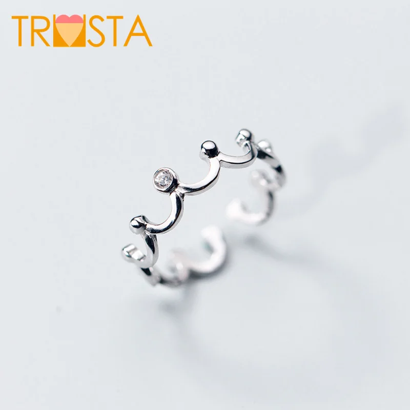 

ElfoPlataSi 100% 925 Real Sterling Silver Fashion Crown With CZ Cocktail Ring Sizable 5 6 7 Girl 2018 Kids Xmas Gift XY859