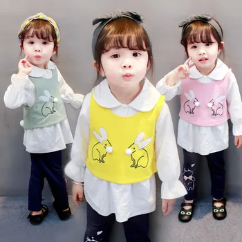 

Girls Autumn Set Rabbit Three-piece Set Baby Autumn Set Children's Clothing Girls Set