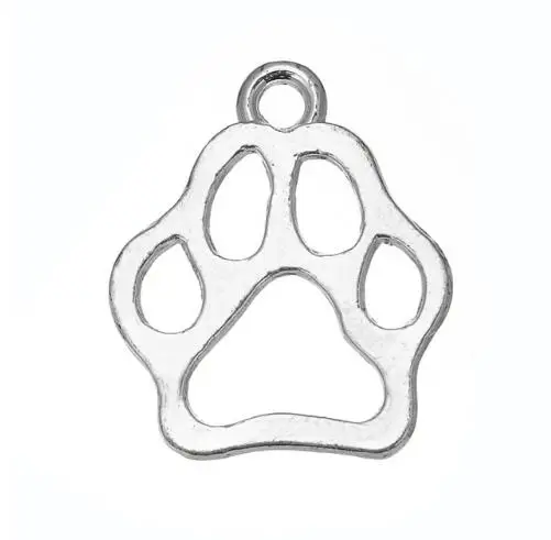 

17mm Dog Cat Paw Prints Pendant Alloy Charms For Jewelry Making Bracelet Necklace Earrings Keychain Silver Accessories 10PCS