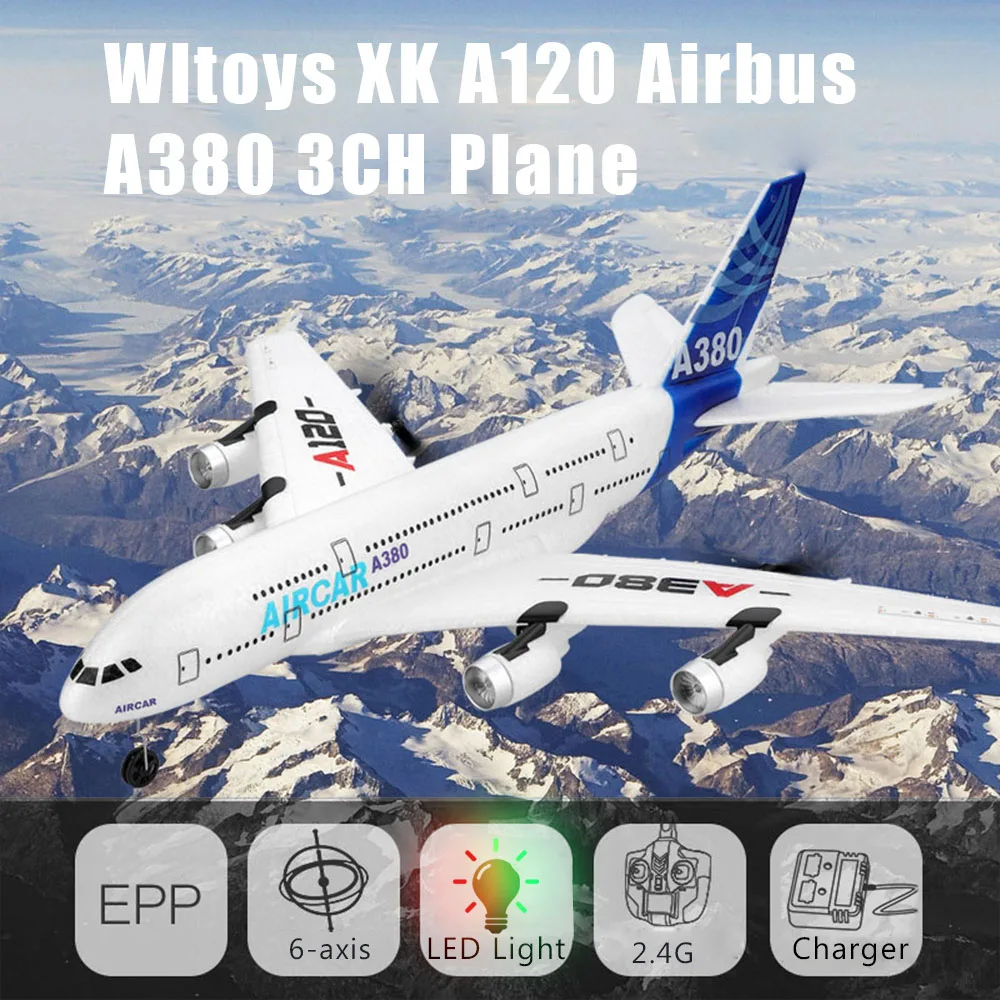 

Wltoys XK A120 Airbus A380 Model Plane 3CH EPP 2.4G Remote Control Airplane Fixed-wing RTF Toy