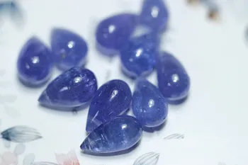 

one pcs loose beads Tanzanite drop smooth 7-8mm for DIY jewelry making FPPJ wholesale beads nature gem stone