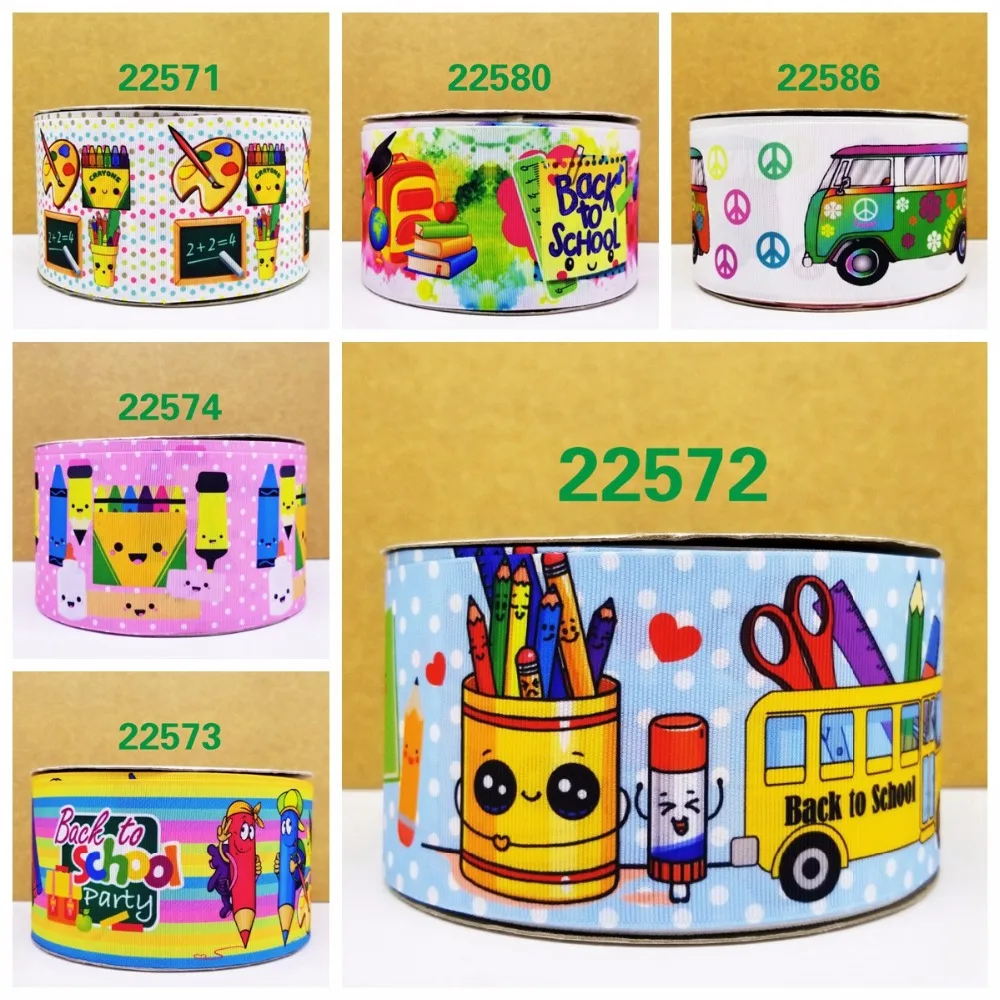 

Free shipping 50 yard per size back to school ribbon printed grosgrain ribbon 22586
