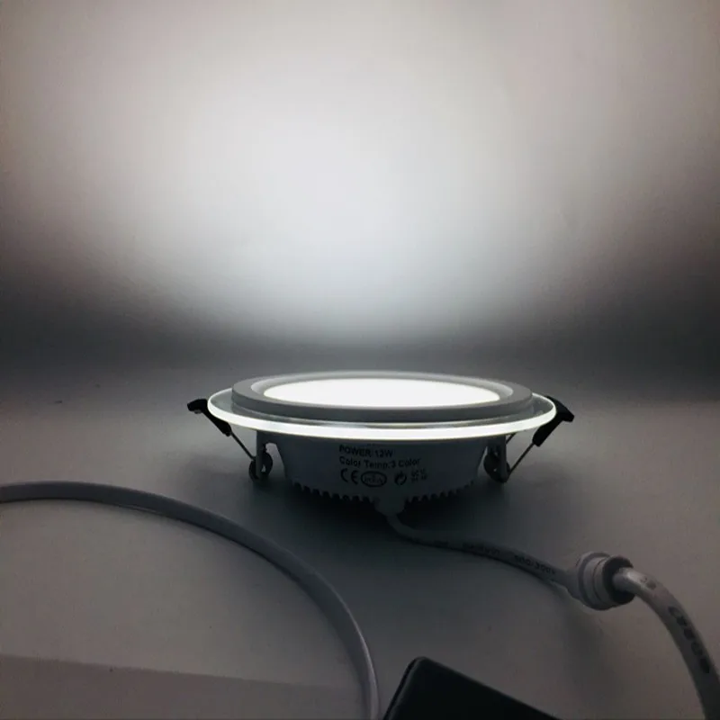 Glass 6W 12W 18W LED Panel Downlight Round Recessed Ceiling Spot Light AC85-265V Driver Included Warm/Natural/Cold White led downlight recessed ceiling spotlight