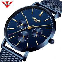 NIBOSI męskie zegarki slim, z siatką wodoodporny minimalistyczny zegarek na rękę dla mężczyzn zegarek kwarcowy Sport Ultra cienki zegar Relogio Masculino