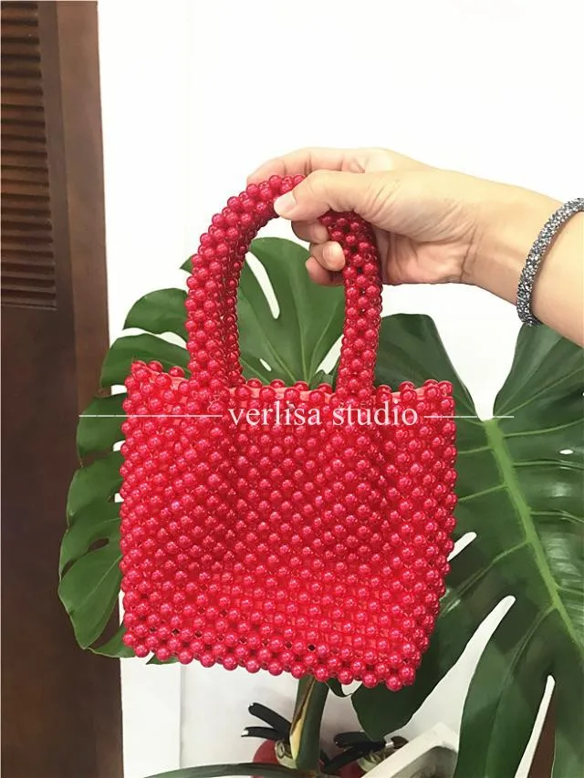 Элитный бренд ручной жемчужные сумочки DIY Сплошной Цвет для женщин с бисером