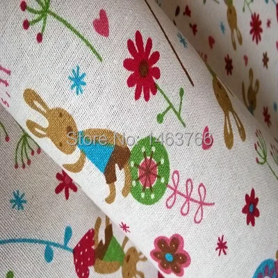 fabric 50cm textiles quilting curtain linen cloth rabbit printed sewing cotton cartoon
