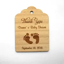 Пользовательские деревянные отпечатки ног спасибо бирка, подарок на вечеринку в честь рождения ребенка бирки, душ пользу висячие бирки