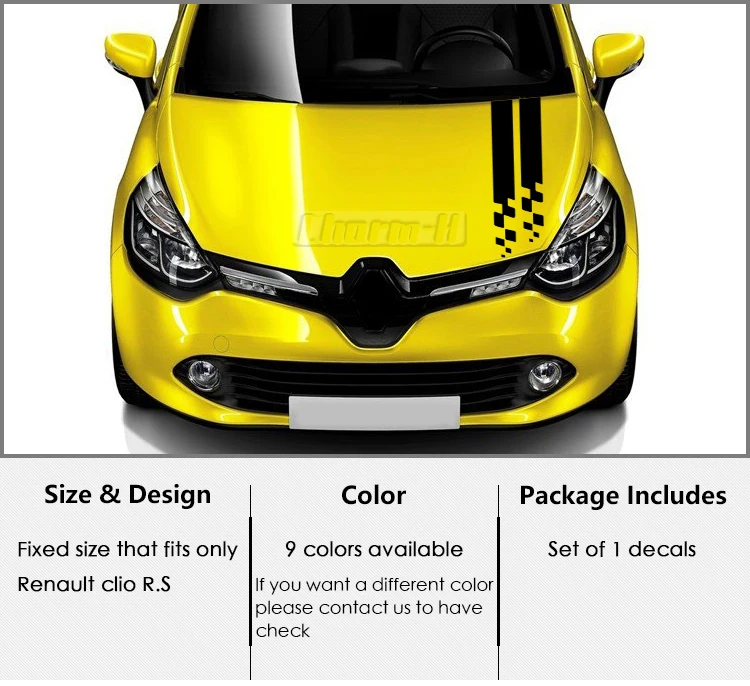 Автомобильный Стайлинг крышка капота в полоску виниловые наклейки Стикеры для Renault Clio RS Campus Megane 2 3 Twingo Sandero аксессуары