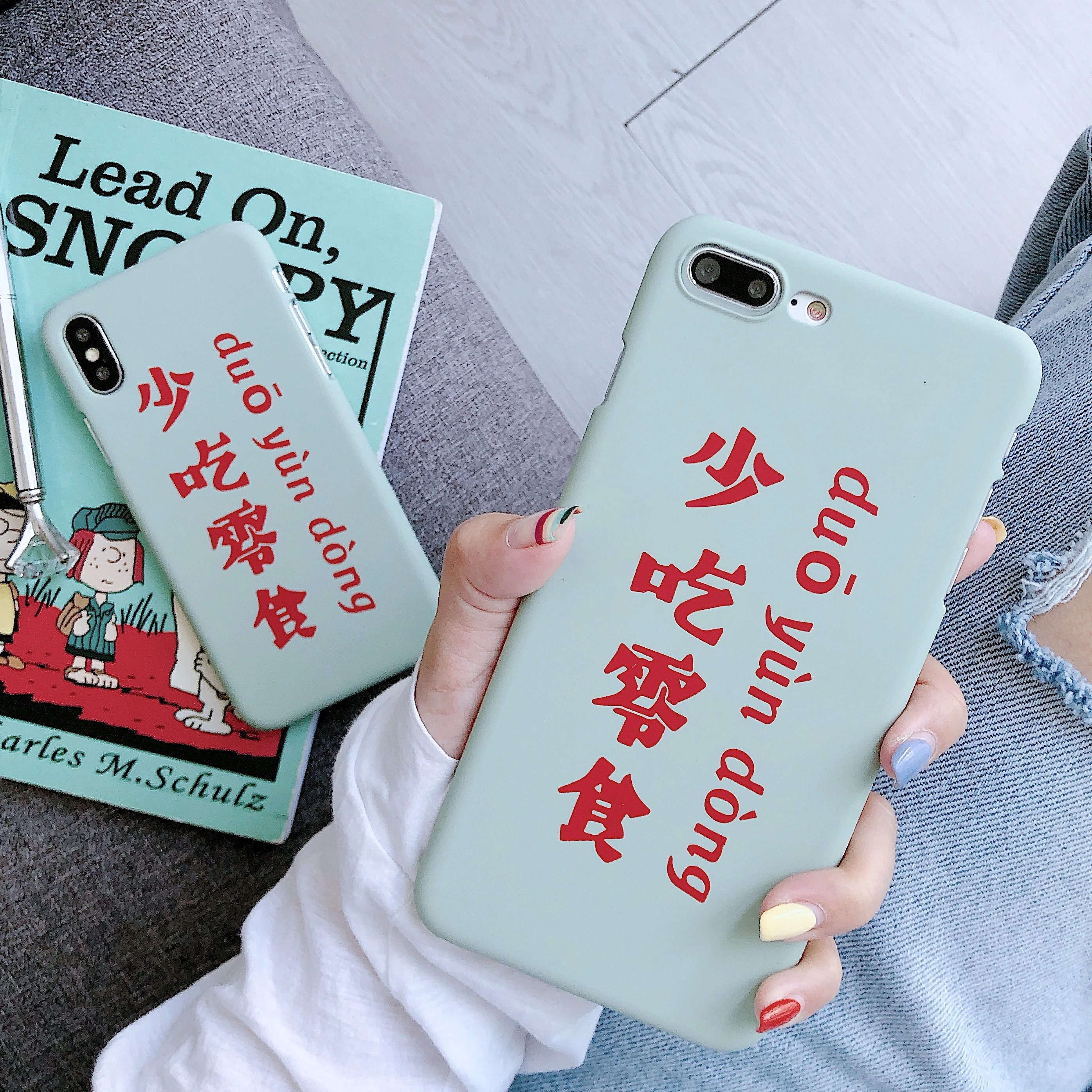 

Fashion Chinese Character Half Pack Phone Case for iPhone 8 7 6 6S Plus Back Cover For iPhone XS X XS Max XR Hard PC Coque Funda