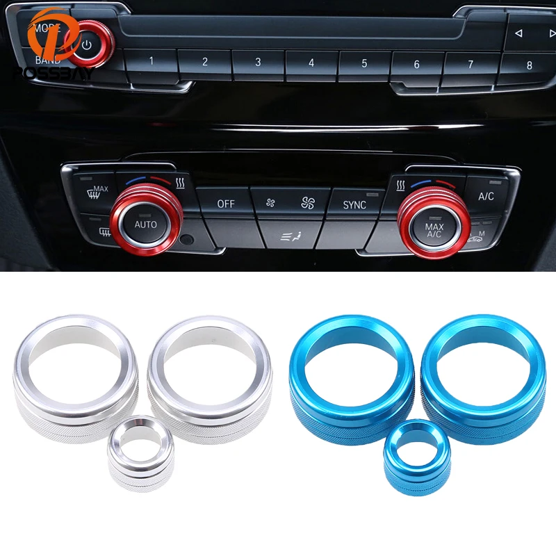 Us 10 8 20 Off Possbay Aluminum Alloy Interior Air Conditioning Knob Ring Decoration For Bmw X1 Car Accessories Silver Red Blue Button Covers In