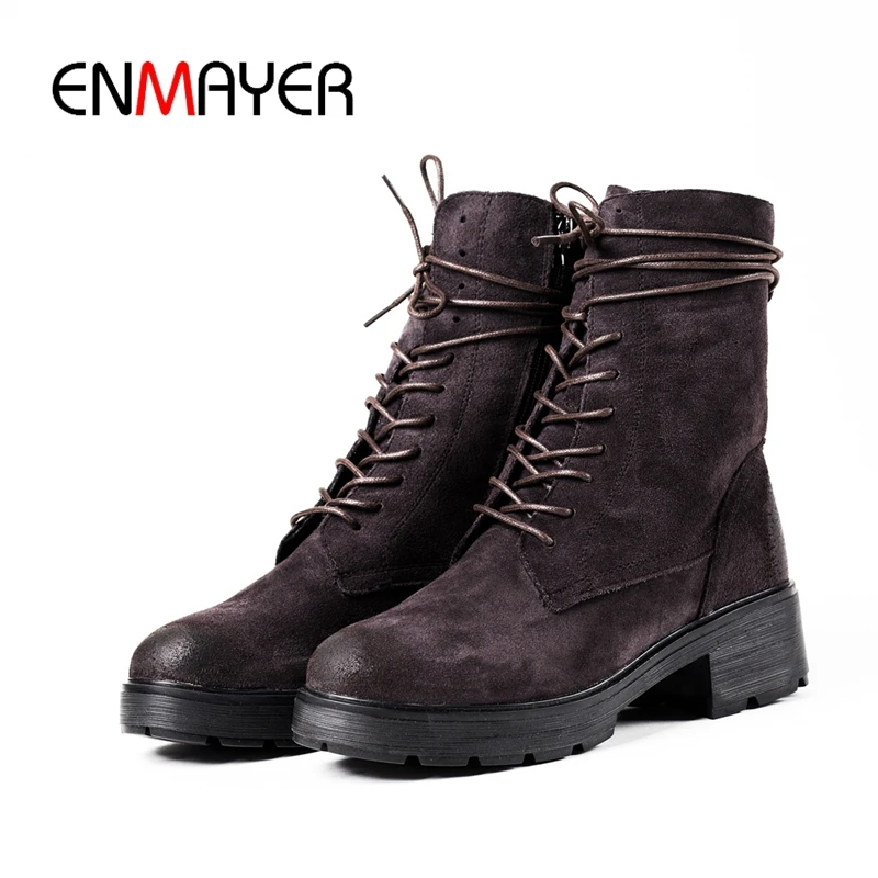 

ENMAYER High quality autumn and winter add cotton warm motorcycle boots martin boots women's punk ankle boots size 35-40 ZYL875
