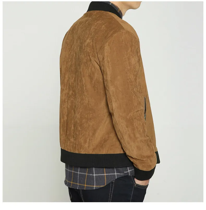 Jacket Men High Quality Autumn Baseball Collar Suede Spring Mens Jacket Coat Male Winter Warm Camel Size M L XL XXL 3XL 2018 New-05