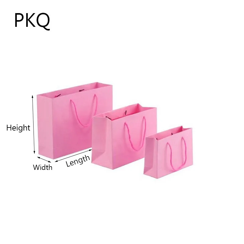 

15 Sizes 10pcs Small Pink Paper Bag Jewelry Boutique Gift Bag With Handle Paper Shopping Bags&Present Packaging bags 6.15
