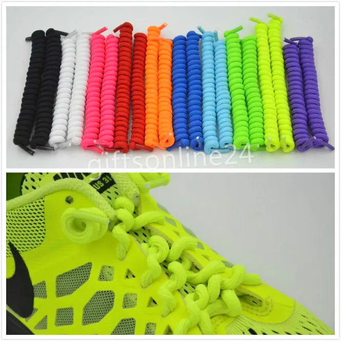 One Pair Kid/Adult Curly Elastic Coil No Tie Shoelace Lace String for