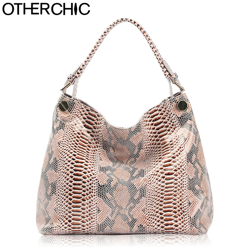 

OTHERCHIC 2018 High Quality Serpentine Bags Genuine Leather Women Handbag Fashion Shoulder Bag Tote Bags Large Purse A4 8N05-27